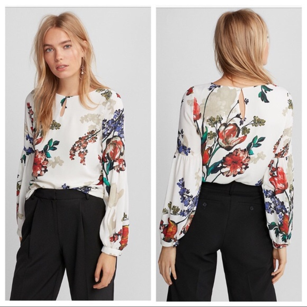 Express floral puff sleeve blouse